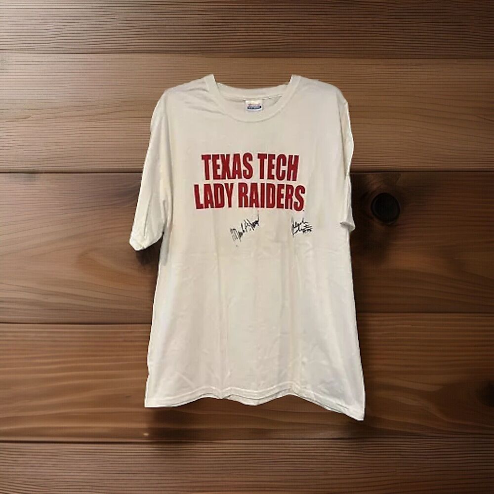 Texas Tech Lady Raiders Signed T-Shirt Marsha Sharpe Alesha Robertson #55 XL